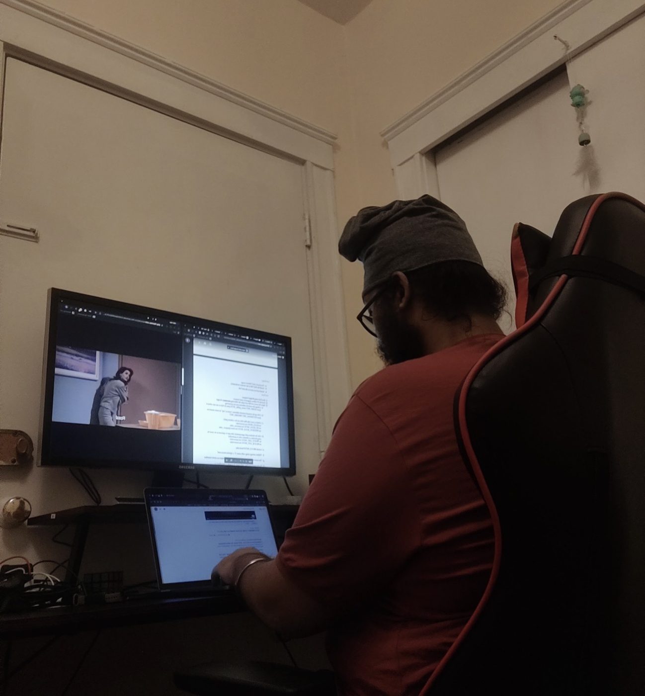 Dave in a gaming chair facing a monitor
