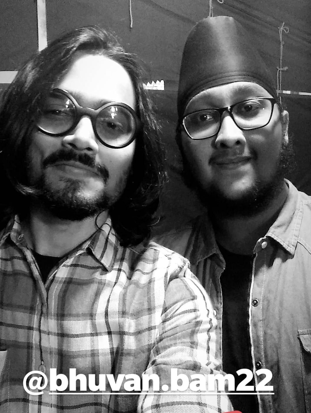 Dave with YouTuber Bhuvan Bam in a black-and-white selfie